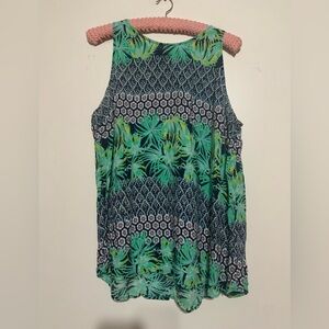 Old Navy Green and Blue Patterned Tank Top XL